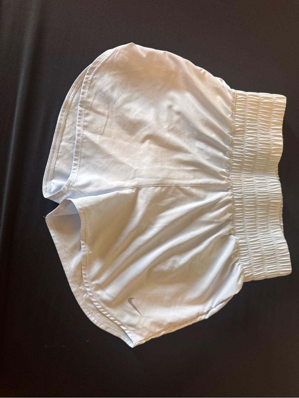 White/Light Blue Athletic Shorts with Smocked Waist Nike Dri Fit NWOT